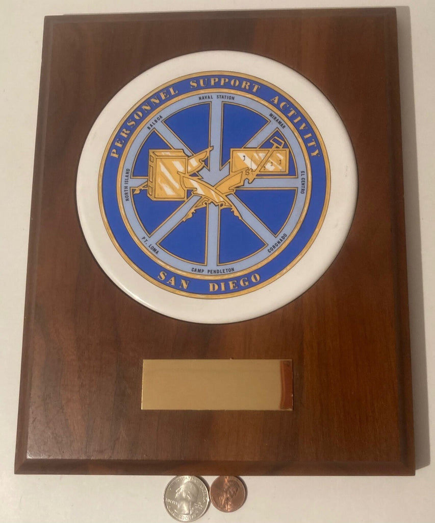 Vintage Wooden Navy Plaque, U.S. Navy, Personnel Support Activity, San Diego, Point Loma, North Island