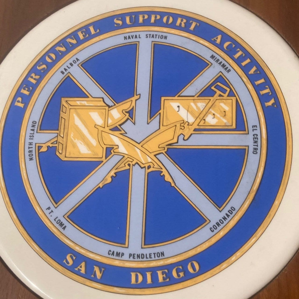 Vintage Wooden Navy Plaque, U.S. Navy, Personnel Support Activity, San Diego, Point Loma, North Island