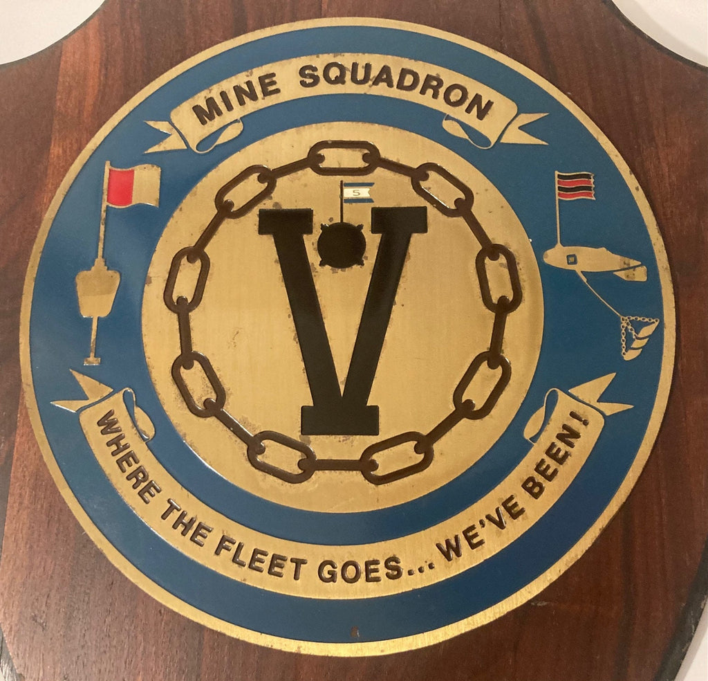 Vintage Wooden Navy Plaque, Mine Squadron, Where the Fleet Goes We've Been, Mine Laying