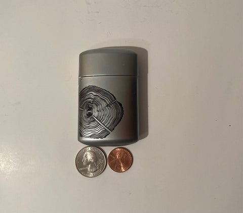 Vintage Metal Lighter Case, Grey, Cigarettes, Cigars, Tree Branch Cut