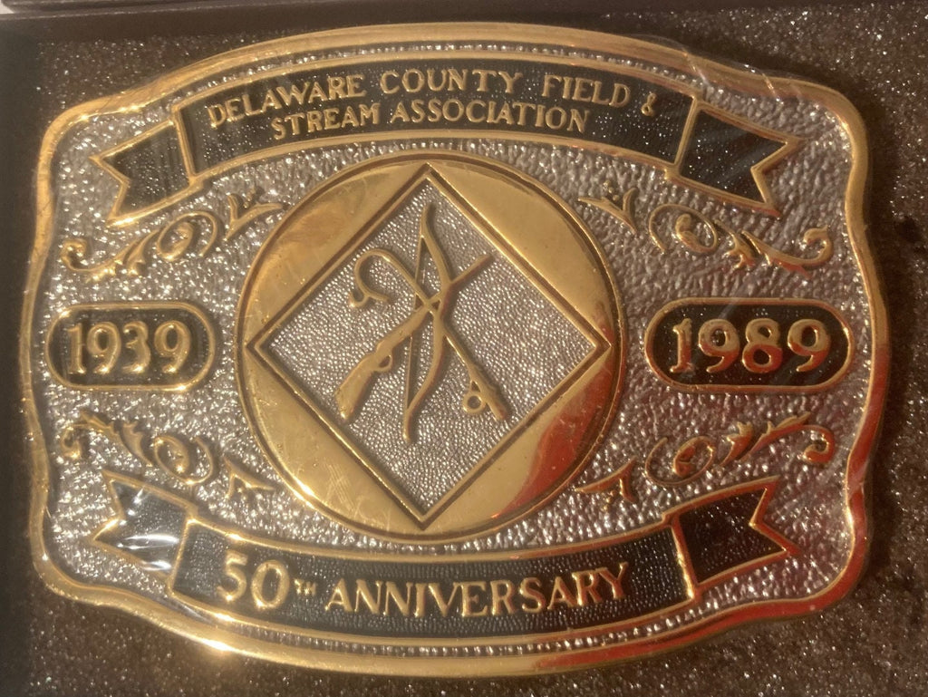 Vintage 1989 Metal Belt Buckle, Delaware County Field and Stream Association, 50th Anniversary, Country & Western, Western Wear, Quality