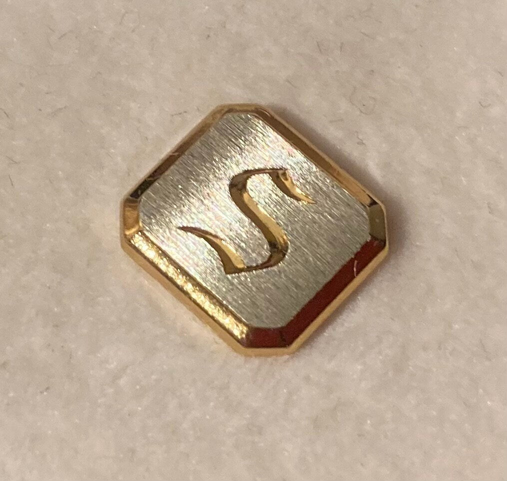 Vintage Metal Brass and Silver Tie Tack Pin, Ties, Letter S, Quality, Nice, Swank, Fun, Style, Suits, Fashion