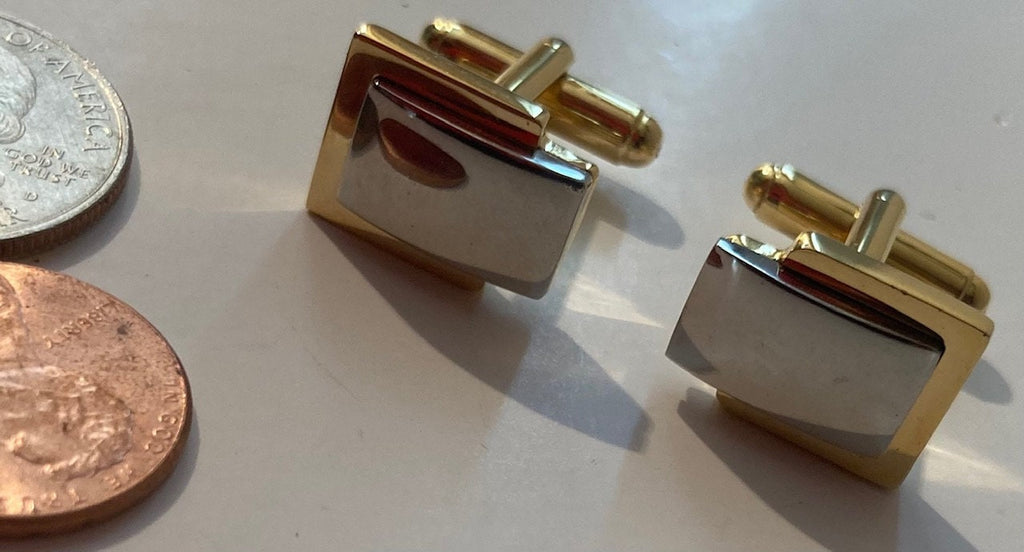 Vintage Metal Silver and Brass Cuff Links Set, Quality, Nice, Made in USA, Fashion, Suits, Style, Fun