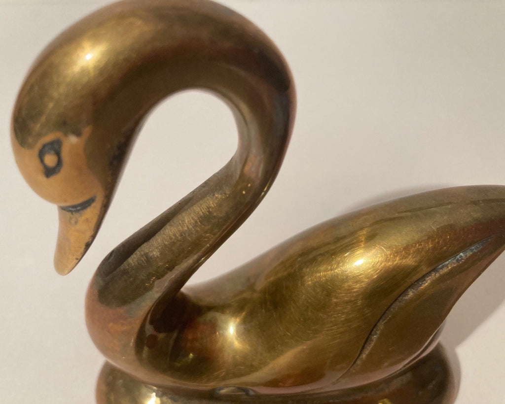 Vintage Metal Brass Swan, Goose, Duck, Nautical, Sea, Ocean, Lake, 4" x 4", Heavy Duty, Quality, Home Decor, Shelf Display