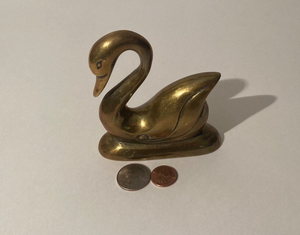 Vintage Metal Brass Swan, Goose, Duck, Nautical, Sea, Ocean, Lake, 4" x 4", Heavy Duty, Quality, Home Decor, Shelf Display