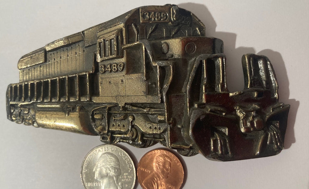 Vintage 1980 Metal Pewter Belt Buckle, Train, Steam Engine, Locomotive, Country & Western, Made in USA, Belt, Fashion, Accessory