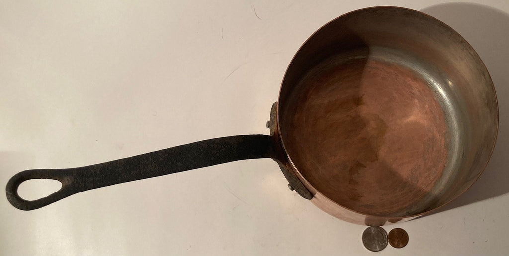 Vintage Metal Copper and Cast Iron Cooking Pot, Quality Cookware, 14 1/2" Long and 7" x 3 1/2" Pot Size, Kitchen Decor, Hanging Decor