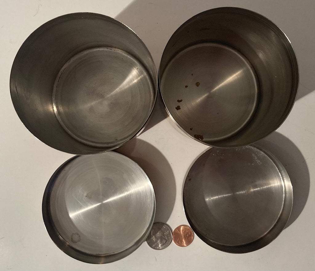 Vintage Set of 2 Metal Copper and Silver Colored Canisters, Sugar, Tea, Storage, Tin Cans, Kitchen Decor, Table Display, Shelf Display