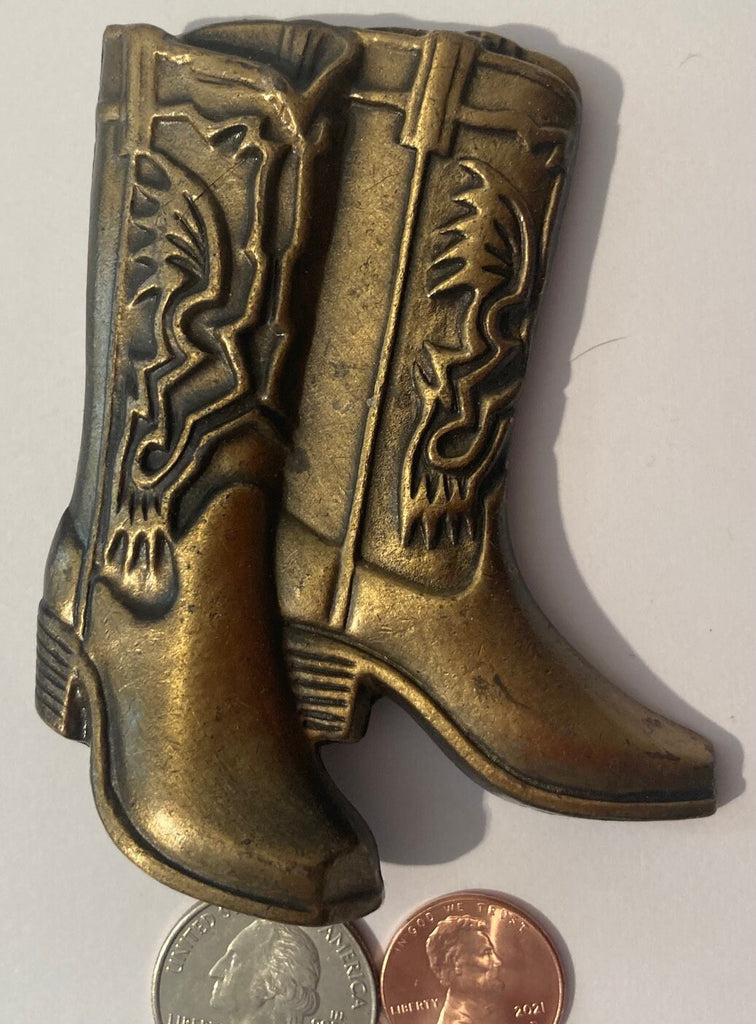 Vintage Metal Belt Buckle, Cowboy Boots, Made in USA, Quality, Country and Western, Heavy Duty, Fashion, Belts, Shelf Display