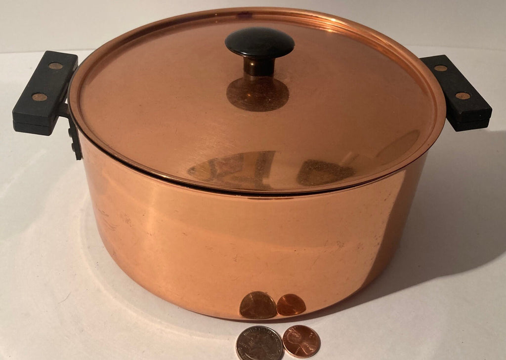 Vintage Copper Metal Hammered Pot, Made in USA, 11" Wide Handle to Handle, This Can Be Shined Up Even More
