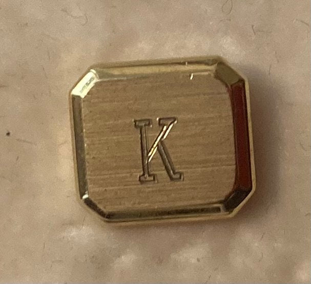 Vintage Metal Brass Tie Tack Pin, Ties, Letter K, Quality, Nice, Fun, Style, Suits, Fashion