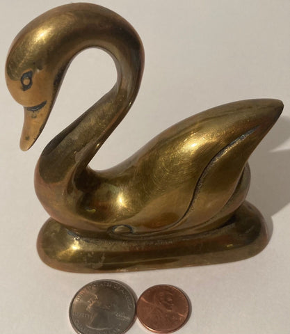 Vintage Metal Brass Swan, Goose, Duck, Nautical, Sea, Ocean, Lake, 4" x 4", Heavy Duty, Quality, Home Decor, Shelf Display