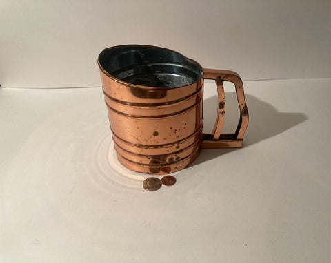 Vintage Metal Coper Sifter, Foley Sifter Chine, Triple Screen, Cooking, Baking, Kitchen Utensil