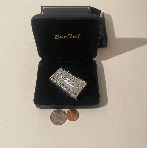 Vintage Metal Lighter, Ever Tech, Chrome, Diamond Design, Quality, Heavy Duty, Cigarettes