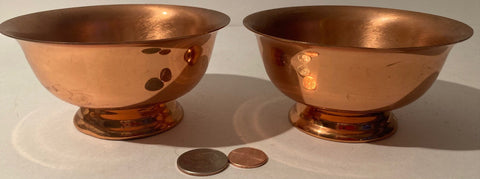 Vintage Set of 2 Copper Dishes, Candy, Keys, Spare Change, 4 1/2" Wide, Quality, Kitchen Decor, Table Display, Shelf Display