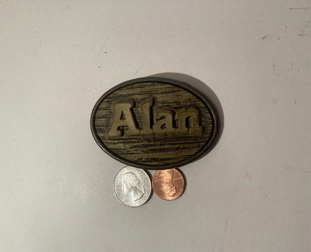 Vintage Metal Belt Buckle, Alan, Heavy Duty, Quality, Clothing Accessory, Fashion, Collectible, Shelf Display