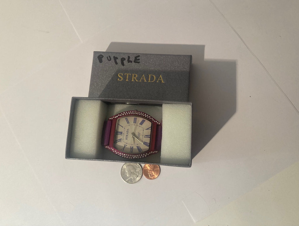 Vintage Wrist Watch, Strada, Purple, Watch, Clock, Time, Quality, In Nice Box