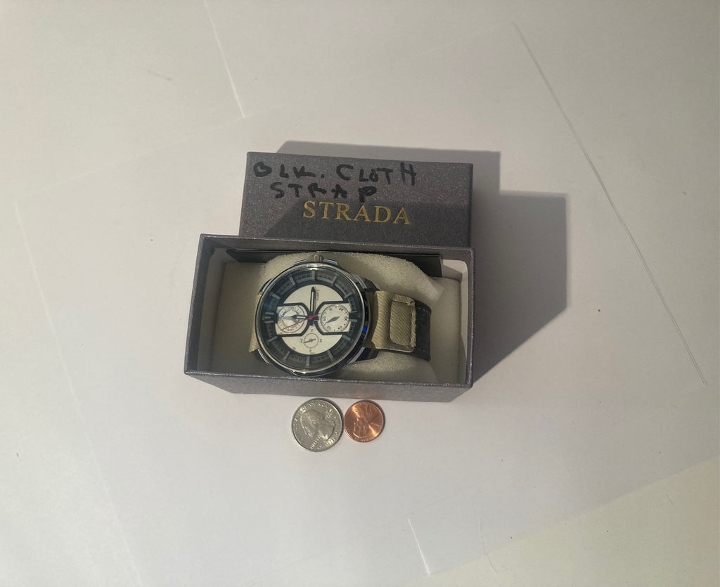Vintage Wrist Watch, Strada, Black and White Band, Watch, Clock, Time, Quality, In Nice Box