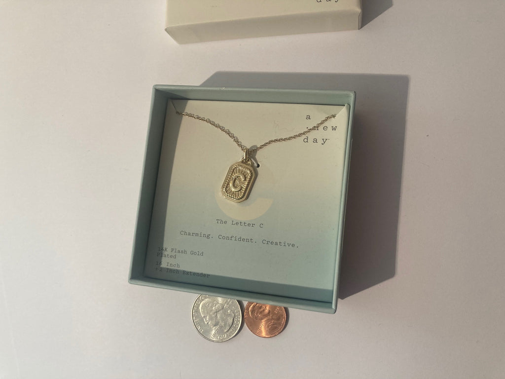 Vintage The Letter C Necklace, Charming, Confident, Creative, 14K Gold Flash Plated, Beautiful, Quality, Fashion, Clothing Accessory, Style
