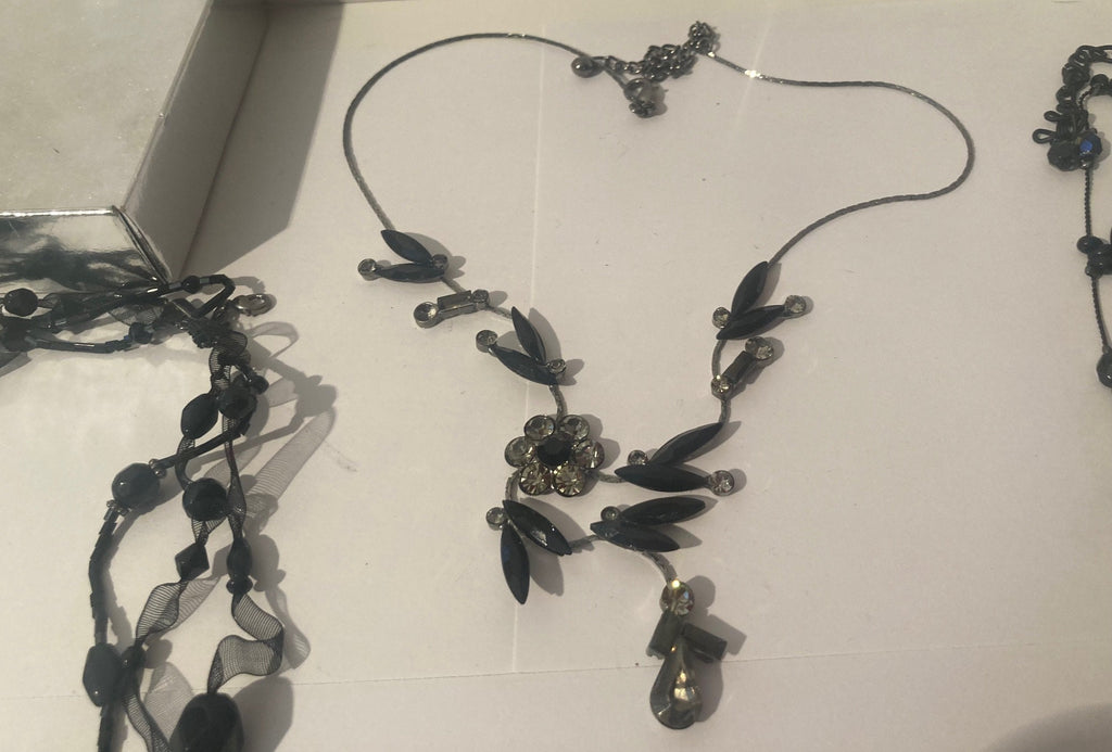Vintage 7 Piece Jewelry Set, Nordstrom, Monet, Black Stones, Necklaces, Earrings, Fashion, Style, Accessory, Fun, Quality, Box Set