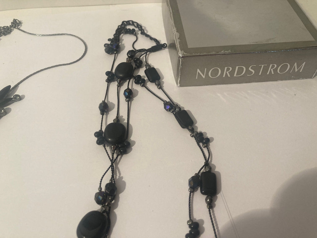 Vintage 7 Piece Jewelry Set, Nordstrom, Monet, Black Stones, Necklaces, Earrings, Fashion, Style, Accessory, Fun, Quality, Box Set