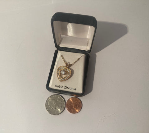 Vintage Heart Shaped Necklace, Zirconia, Quality, Fashion, Accessory, Style, In Nice Box