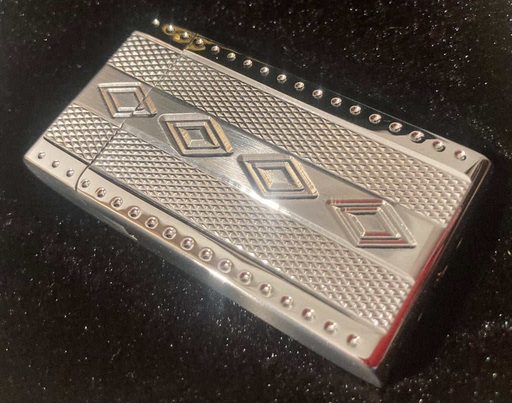 Vintage Metal Lighter, Ever Tech, Chrome, Diamond Design, Quality, Heavy Duty, Cigarettes