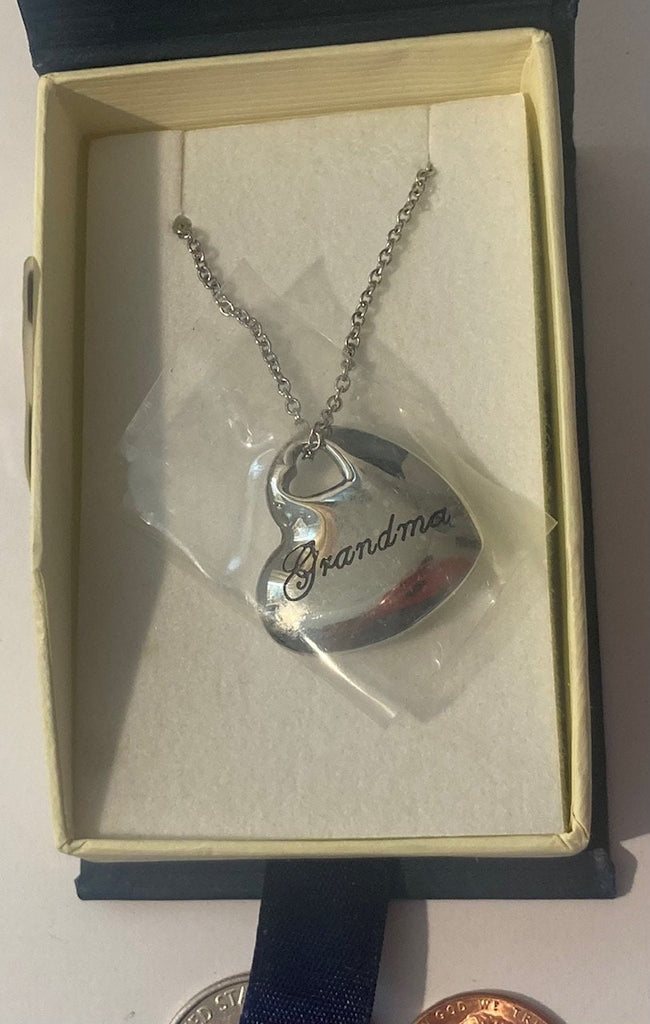 Grandma Heart Shaped Charm Pendant Necklace, 750PYU, Double Sided, Grandma, You Held My Tiny Hands For Just A Little While