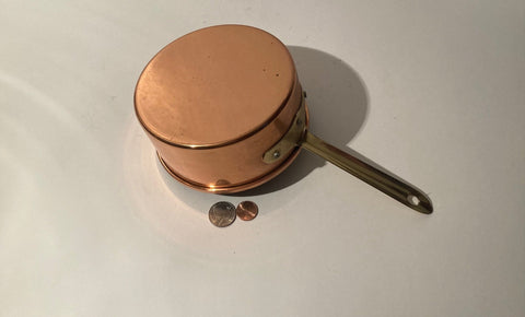 Vintage Metal  Copper and Brass Cooking Pot, Pan, Made in Portugal, 10 1/2" Long and 5 1/2" x 2 1/2" Pot Size, Quality, Kitchen Decor