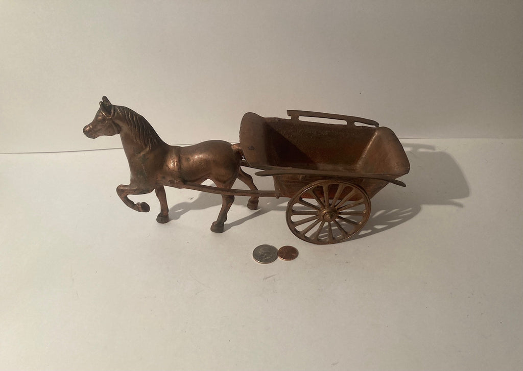 Vintage Metal Horse and Buggy Cart, Heavy Duty, 11" Long and Weighs 2 1/2 Pounds, Moves, Cart Moves, Door Store, Table Display