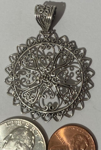 Vintage Sterling Silver 925 Metal Charm, Intricate Design, Pendant for Necklace, Bracelet, Ankle, Fashion, Quality, Precious Metal, Nice