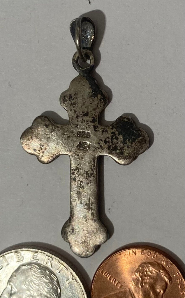 Vintage Sterling Silver 925 Metal Cross, Crucifix, Nice Design, Pendant for Necklace, Bracelet, Ankle, Fashion, Quality, Precious Metal