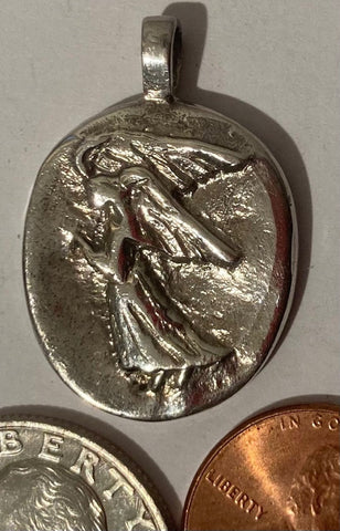 Vintage Sterling Silver 925 Metal Charm, Angel, Nice Design, Pendant for Necklace, Bracelet, Ankle, Fashion, Quality, Precious Metal, Nice