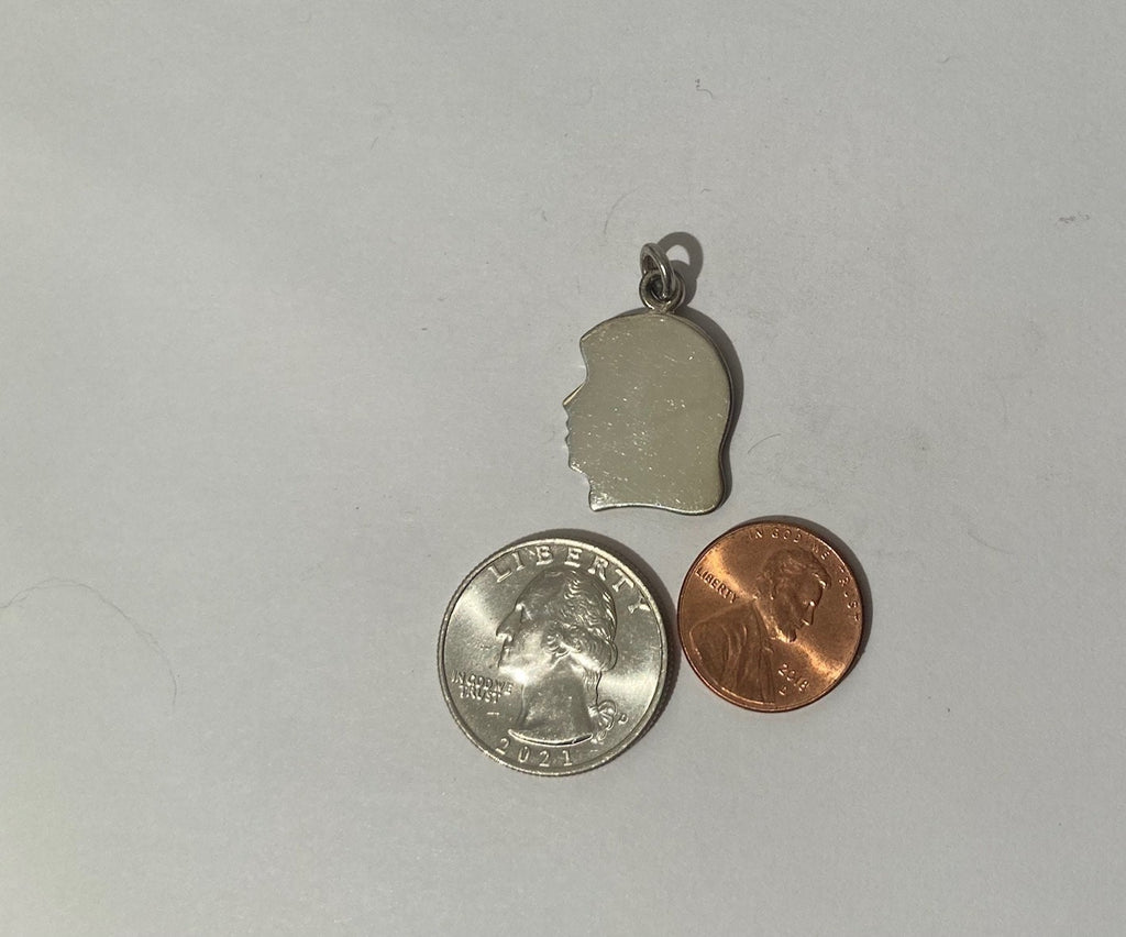 Vintage Sterling Silver 925 Metal Charm, Childs Face, Girls Face, Nice Design, Pendant for Necklace, Bracelet, Ankle, Fashion, Quality