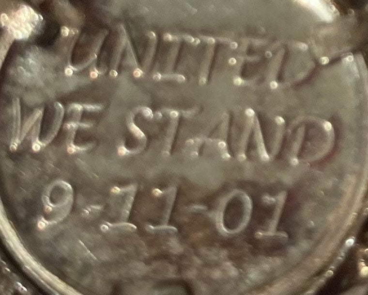 Vintage Sterling Silver 925 Metal Pendant, United We Stand, 9-11-01, American Flag, Nice Design, Pendant for Necklace, Bracelet, Ankle