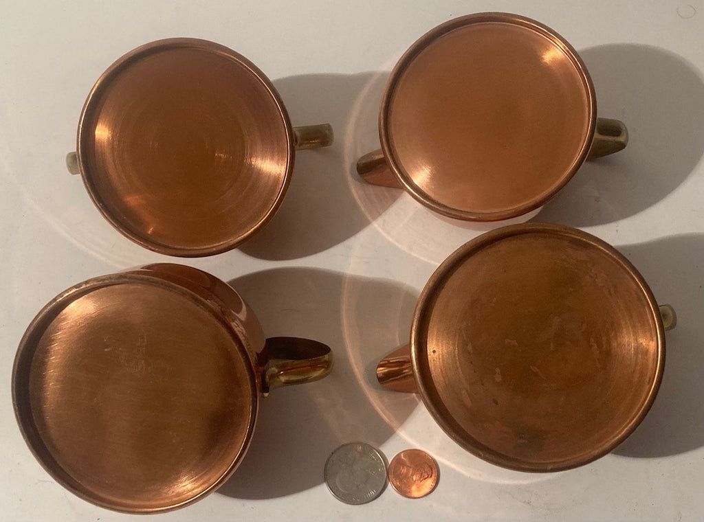 Vintage Lot of 4 Copper and Brass Tea and Coffee Accessories, Sugar, Tea, Coffee, Cream, Quality, Kitchen Decor, Shelf Display, Use Them