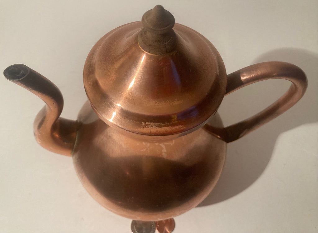Vintage Copper Metal Tea Pot, Teapot, Kettle, 9" x 8", Made in Portugal, Quality, Heavy Duty, Kitchen Decor, Shelf Display, Use It