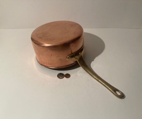 Vintage Metal Copper and Brass Cooking Pot, 11" Long and 6" x 2 1/2" Pot Size, Quality, Super Heavy Duty, Feels So Heavy Duty and Nice