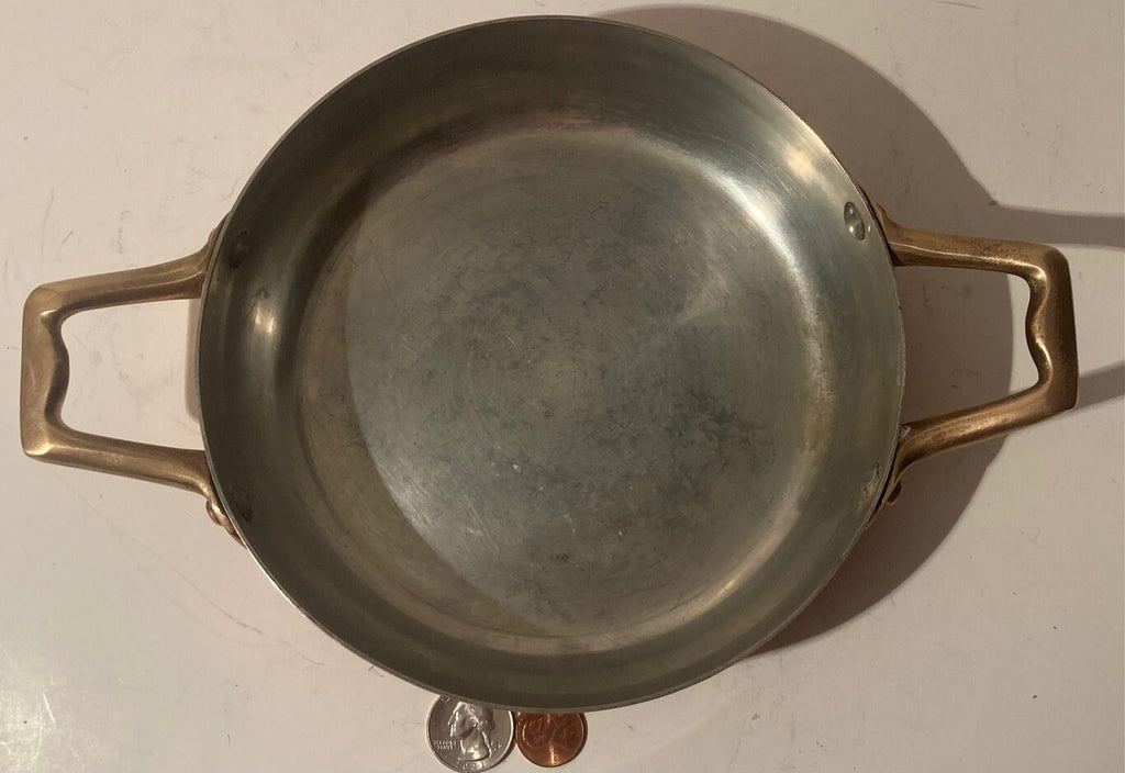 Vintage Metal Copper and Brass Frying Pan, Skillet, Sauce Pan, 10 1/2" Wide and 7" Pan Size, Quality, Super Heavy Duty, Feels So Heavy Duty