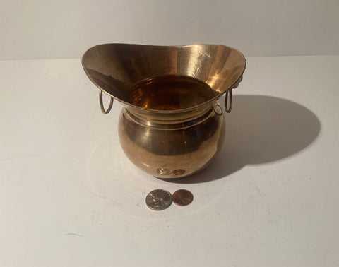 Vintage Brass Dish with 2 Lions Heads On Sides, Quality, Heavy Duty, 5 1/2" x 4 1/2", Kitchen Decor, Table Display, Shelf Display