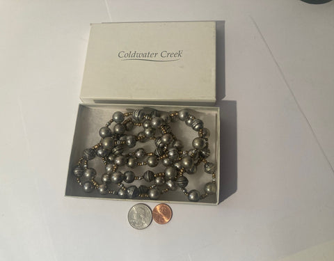 Vintage Metal Long Beaded Necklace, Coldwater, Necklace, Fashion, Style, Accessory, Fun, Quality, Box Set