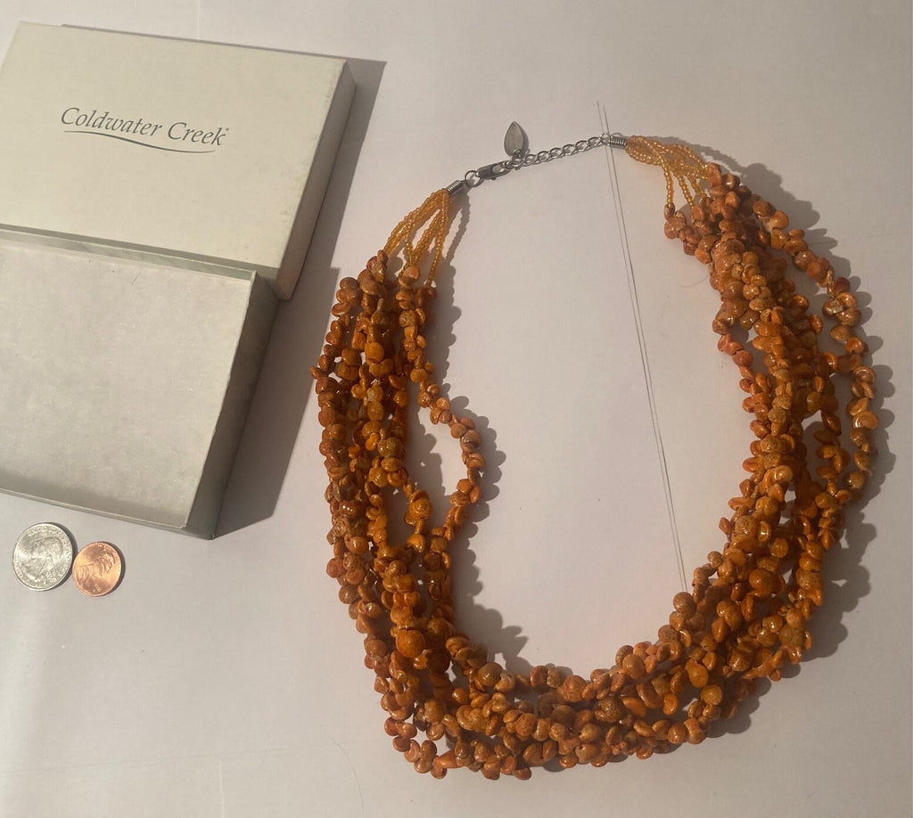 Vintage Coldwater Orange Stone Necklace, Heavy, Fashion, Style, Accessory, Fun, Quality, Box Set