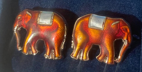 Vintage Sterling Silver Cufflinks, Elephants, Wildlife, Nature, Fashion, Style, Accessory, Fun, Quality, Nice Box Set, Free Shipping