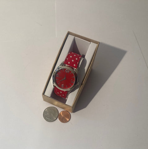 Vintage Wrist Watch, Red Polka Dot, Watch, Clock, Time, Quality, Fashion, Accessory, Style, In Nice Box