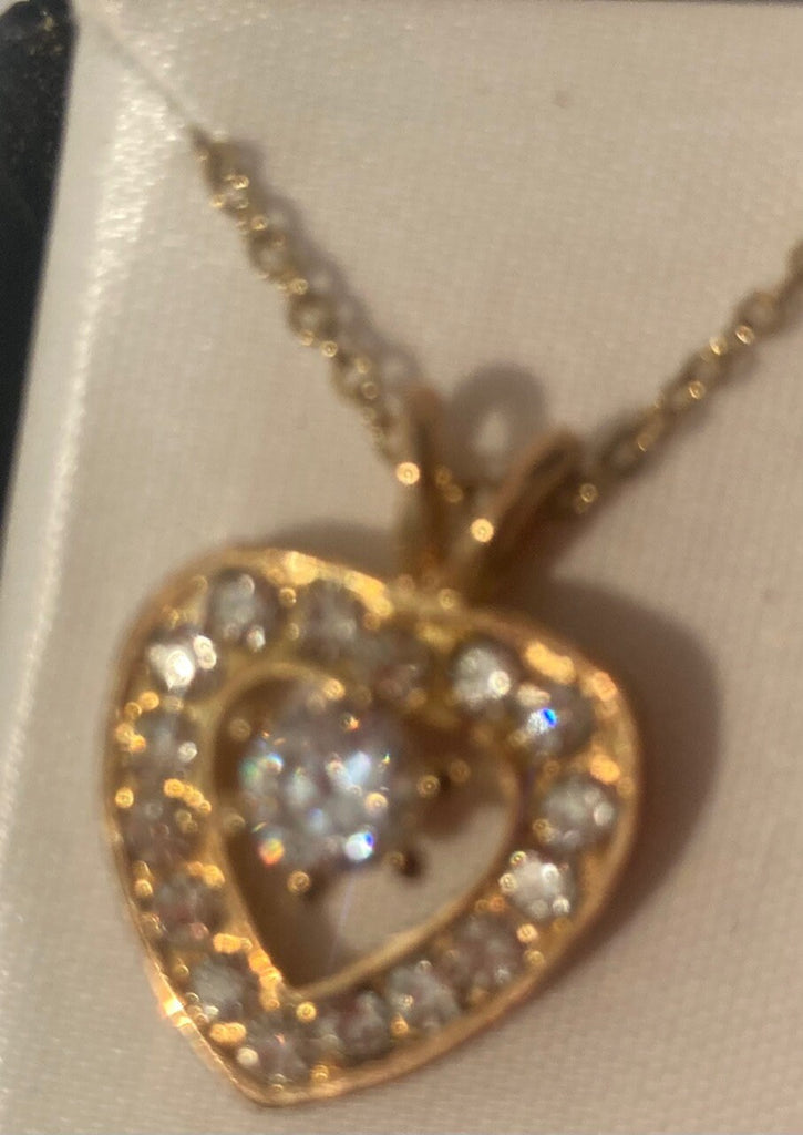 Vintage Heart Shaped Necklace, Zirconia, Quality, Fashion, Accessory, Style, In Nice Box