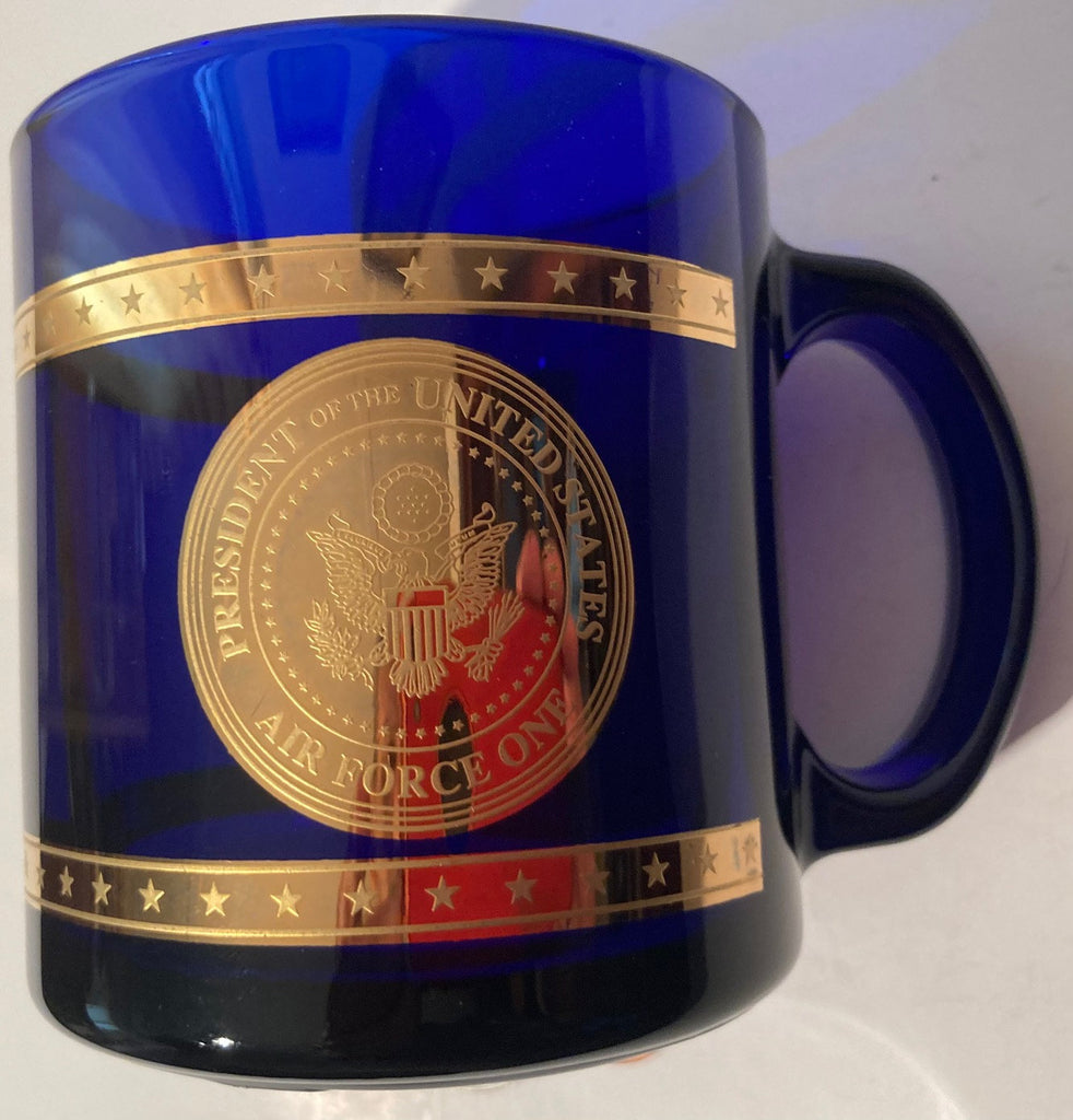 Vintage Command Coffee Cup, Mug, Drinkware, Air Force One, Blue Glass, President