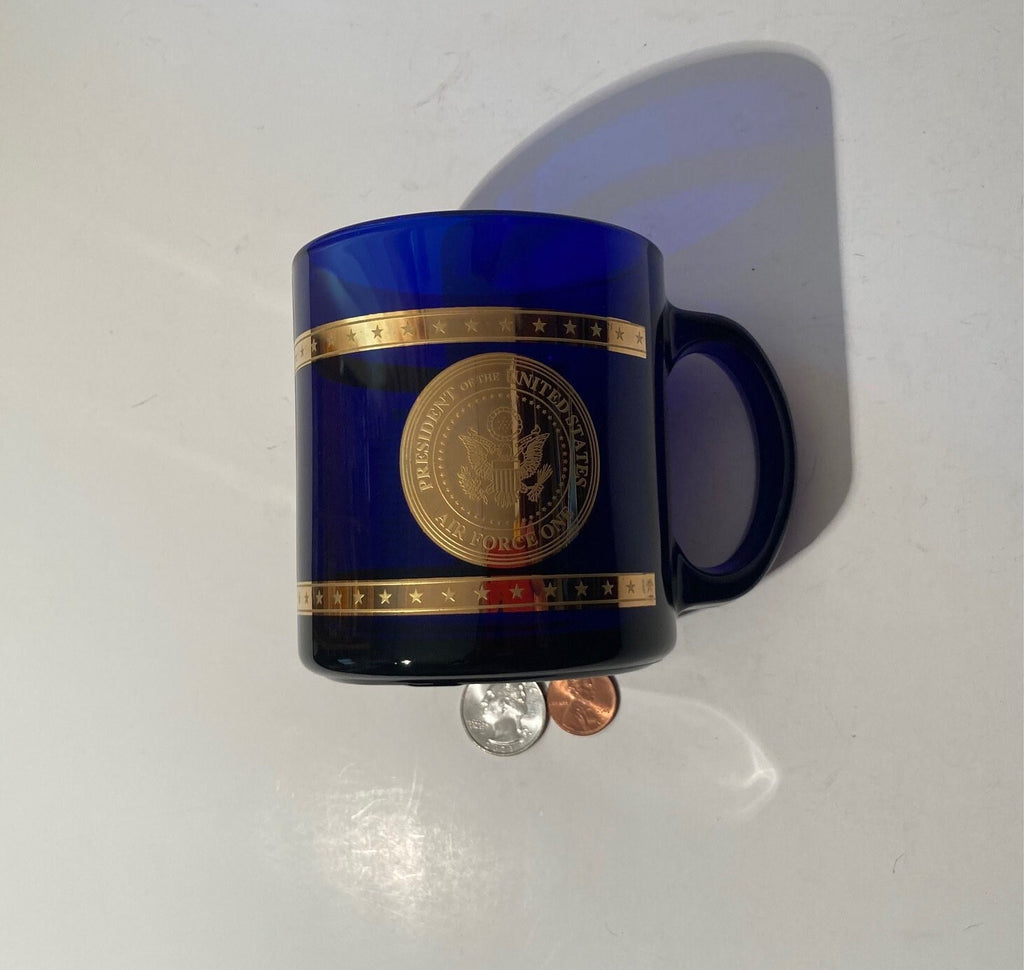 Vintage Command Coffee Cup, Mug, Drinkware, Air Force One, Blue Glass, President