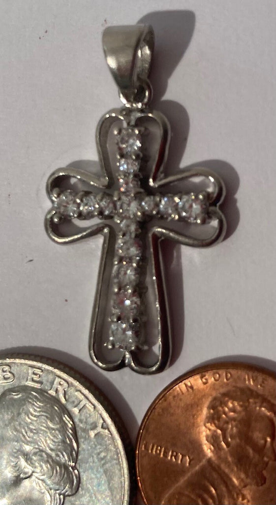 Vintage Sterling Silver 925 Metal Cross, Crucifix, Jewel Stones, Gothic, Charm, Pendant for Necklace, Bracelet, Ankle, Fashion, Quality