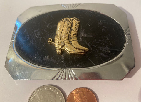 Vintage Belt Buckle, Brass Cowboy Boots, Quality, Made in USA, Country and Western, Western Wear, For Belts, Fashion, Shelf Display