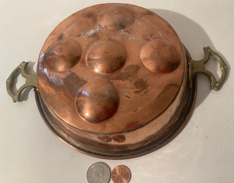 Vintage Metal Copper and Brass Egg Pan, Wall Decor, Hanging Display, Mold, 10" Wide, Kitchen Decor, This Can Be Shined Up Even More